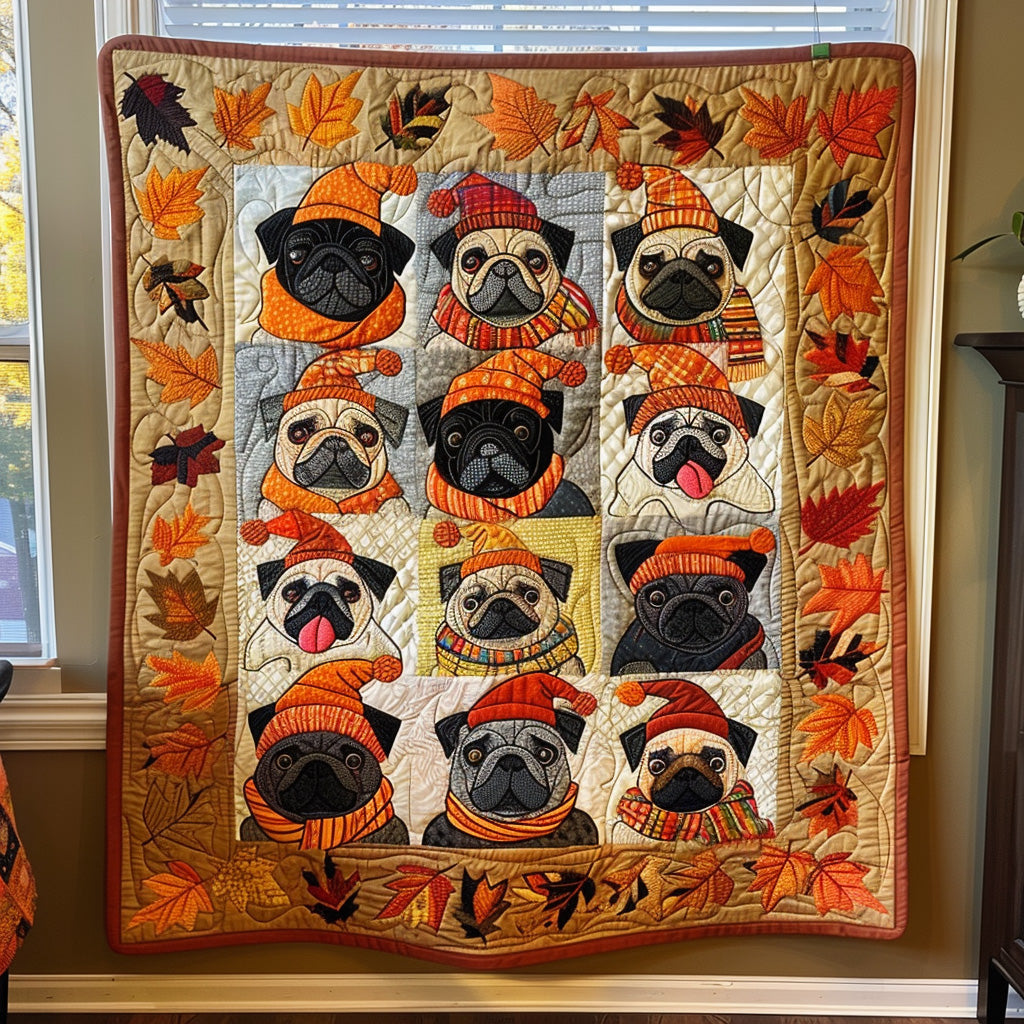 Pug Quilted Blanket