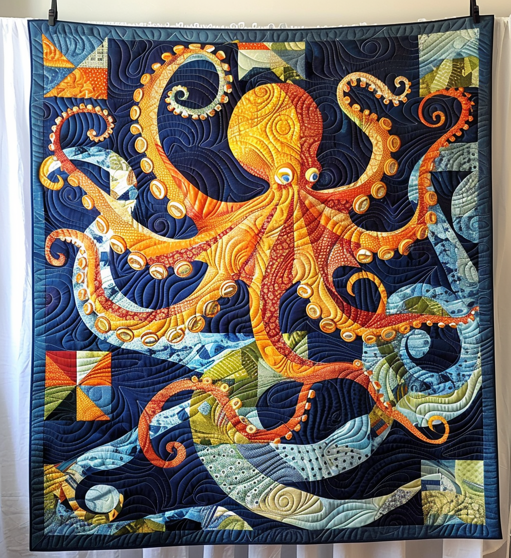 Aquatic Amaze Quilted Blanket