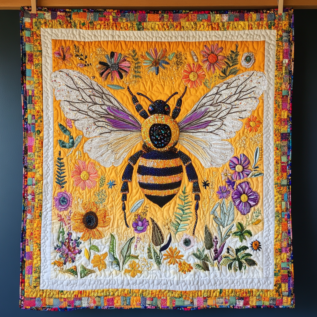 Blooming Bee Quilted Blanket