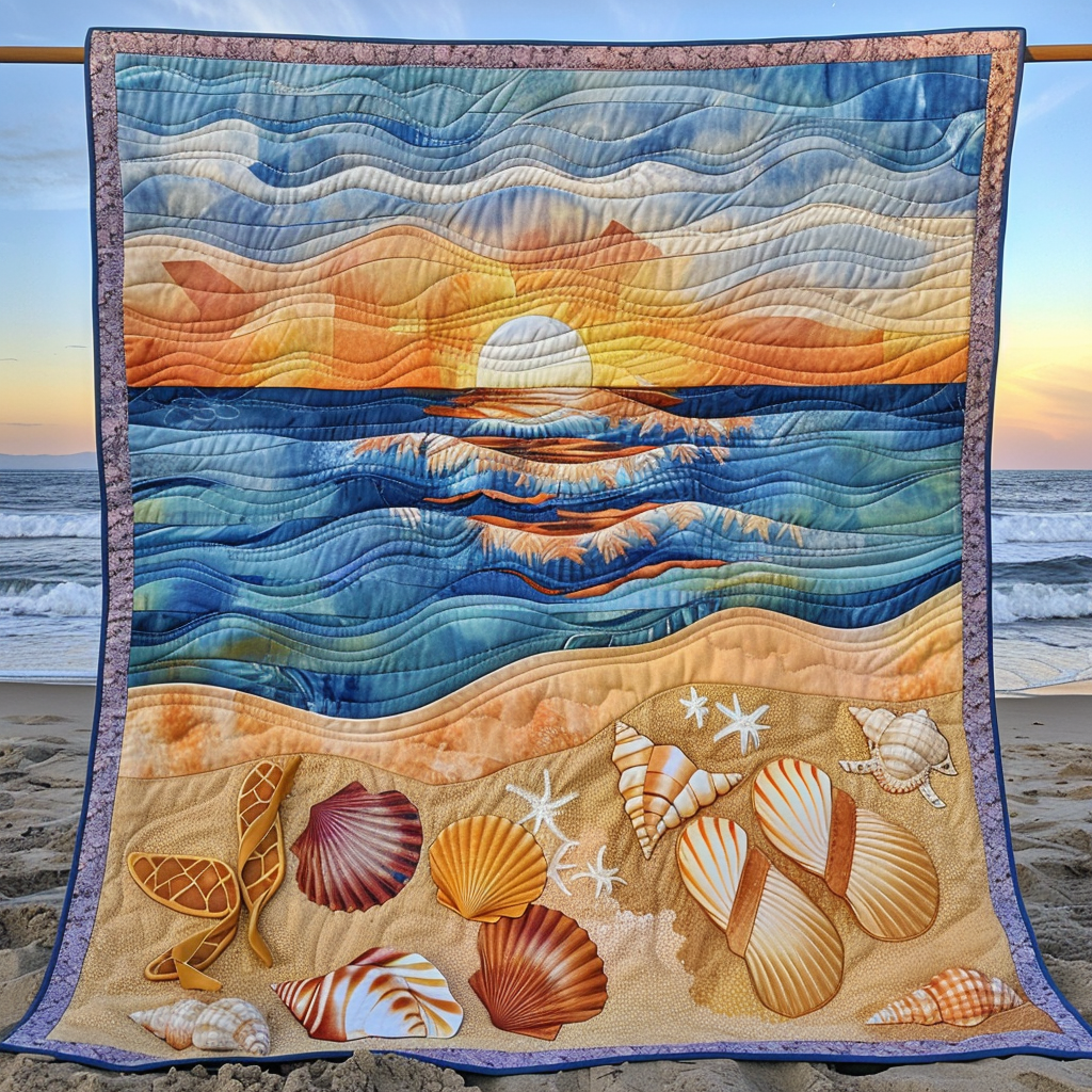 Coastal Sunset Quilted Blanket