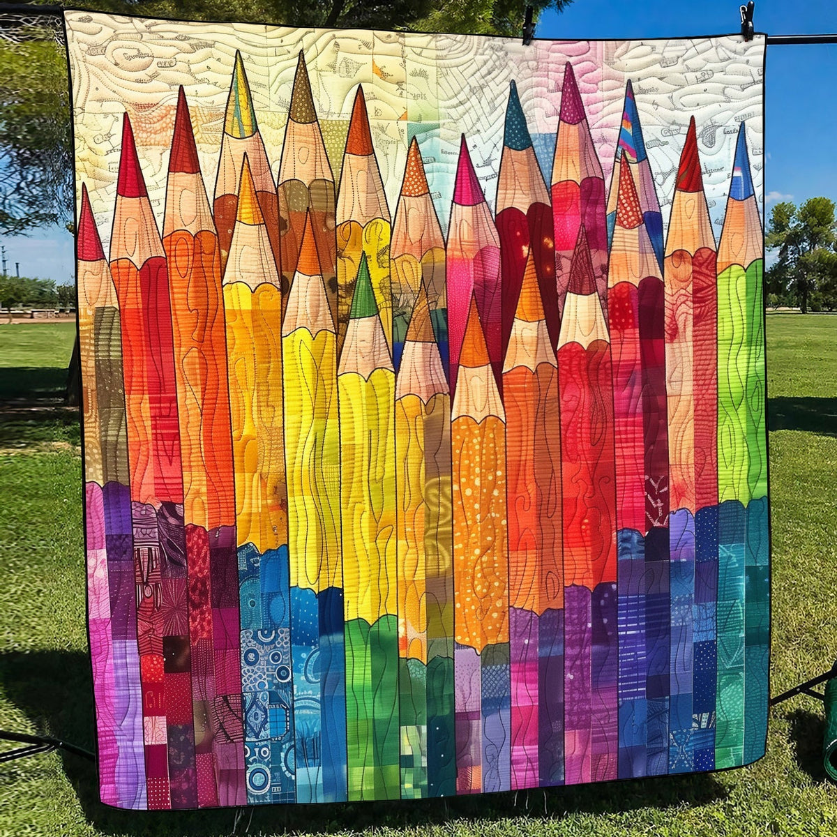 Crayon Carnival Quilted Blanket