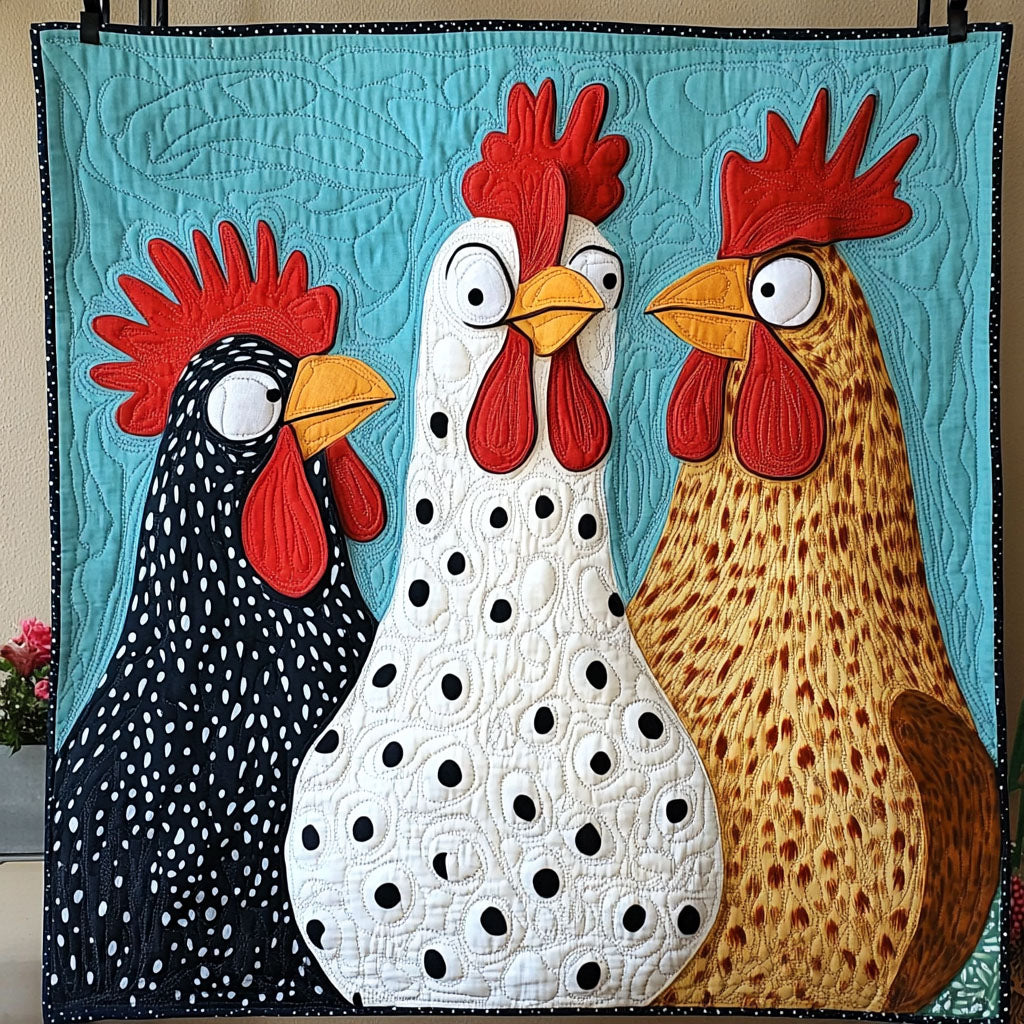 Crazy Cluckers Quilted Blanket