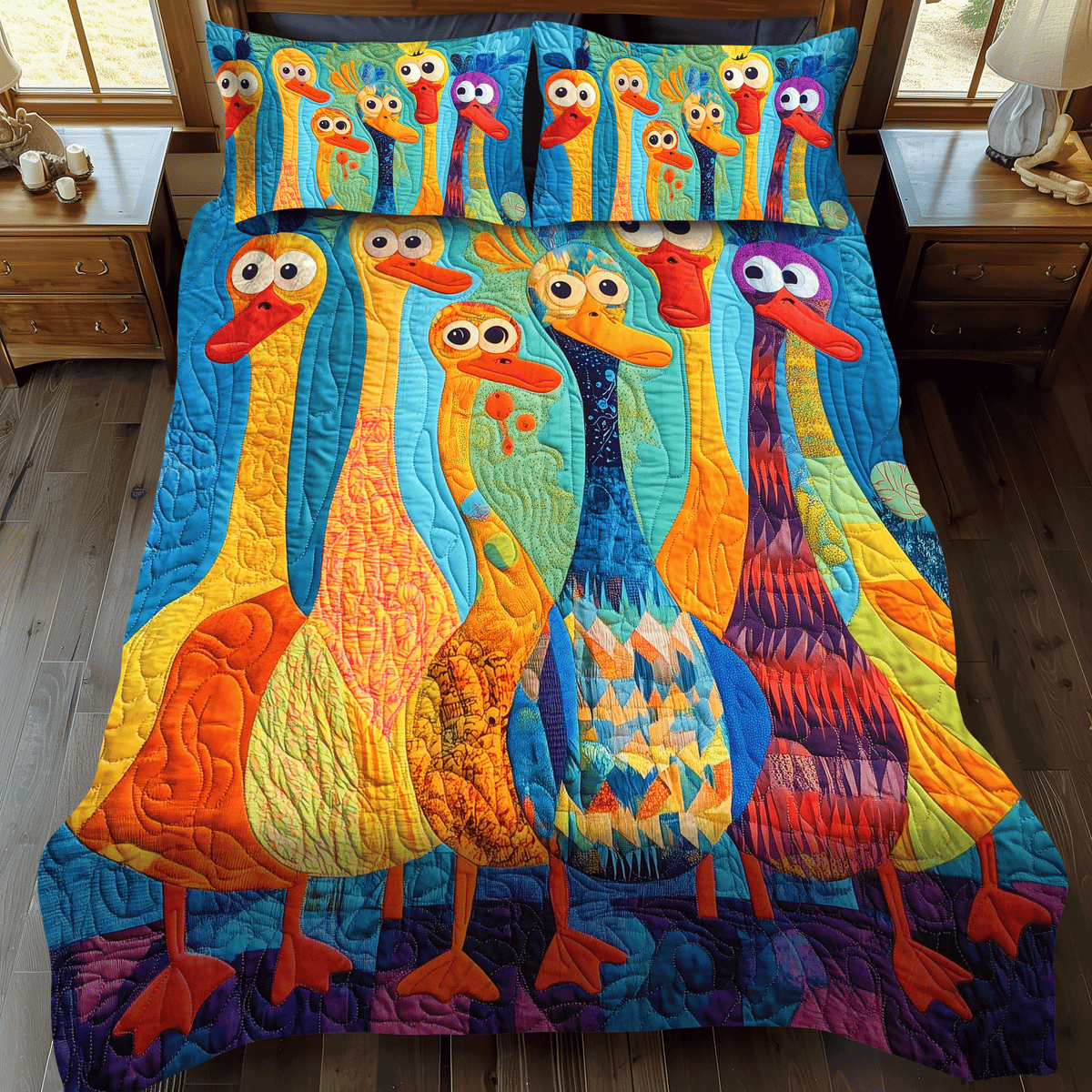 Curious Duck 3-Piece Quilted Bedding Set