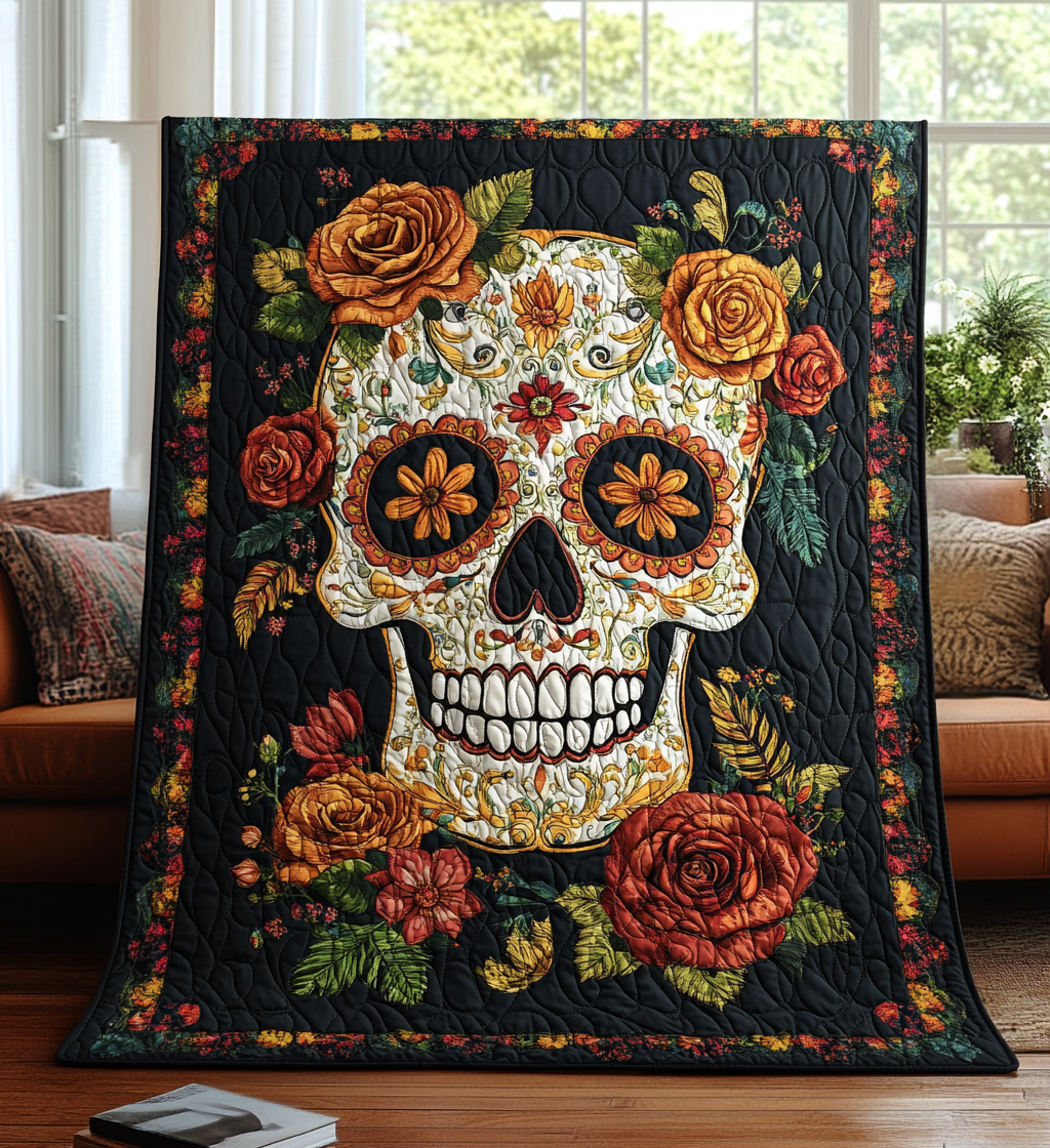 Dia De Los Muertos Quilted Blanket
