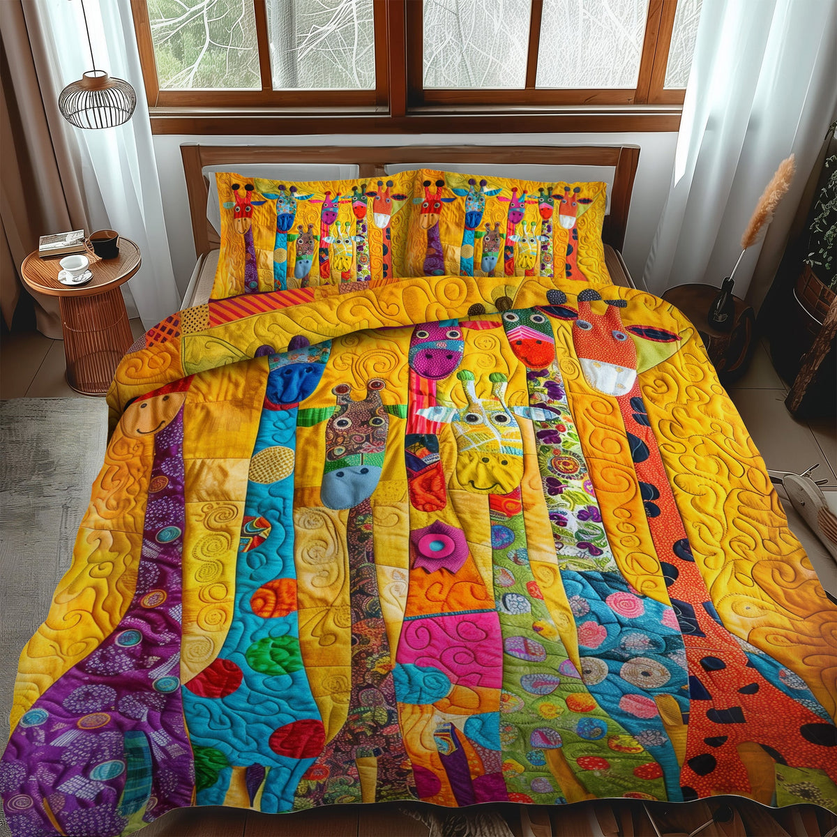 Dreamy Giraffe 3-Piece Quilted Bedding Set
