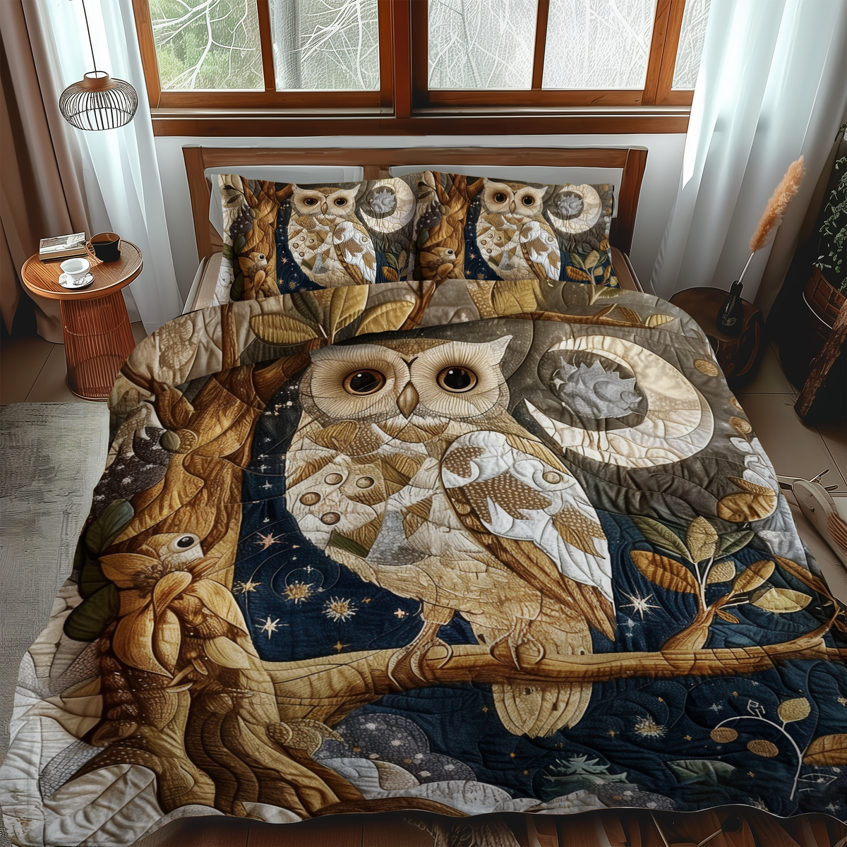 Enchanting Owl 3-Piece Quilted Bedding Set