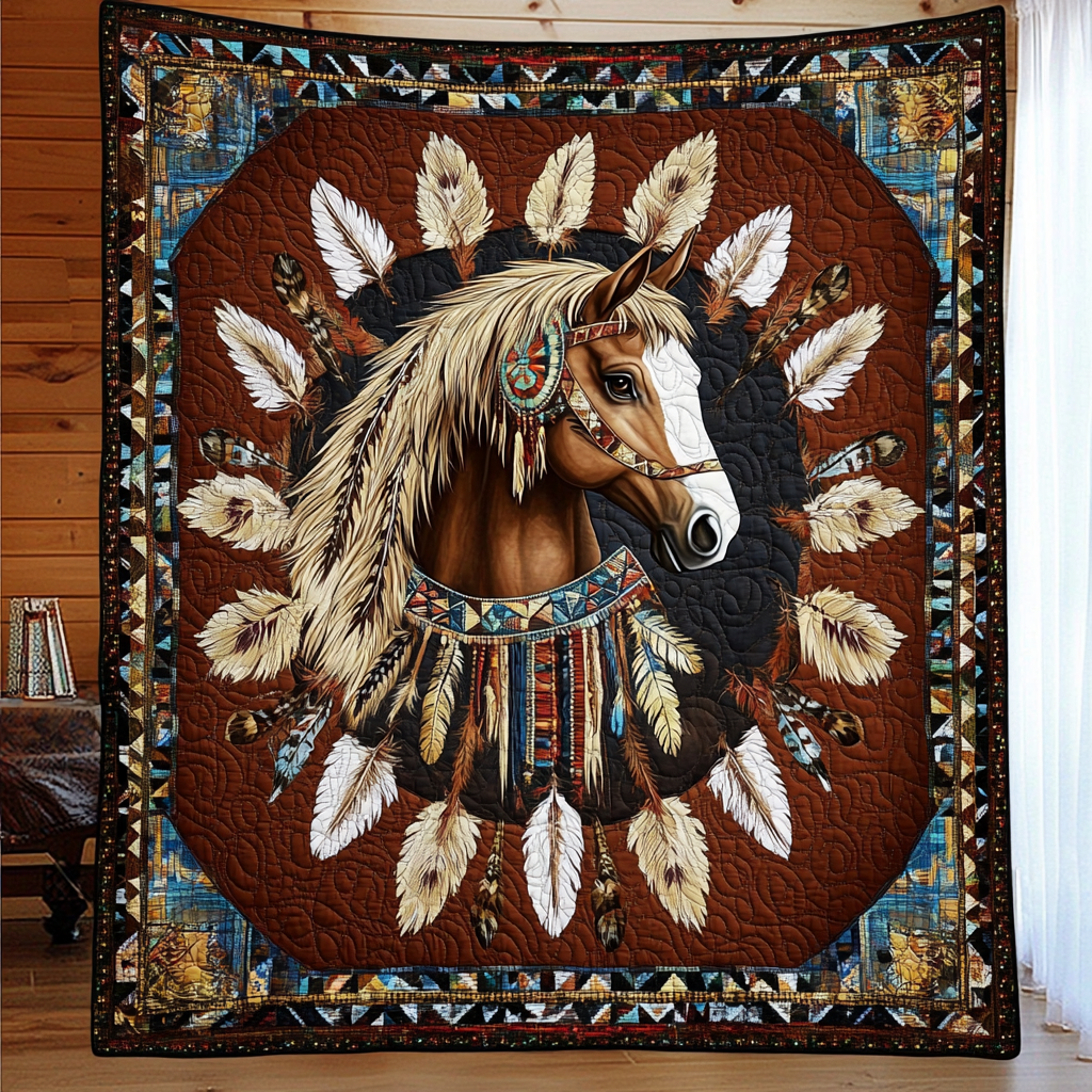 Equine Native American Quilted Blanket