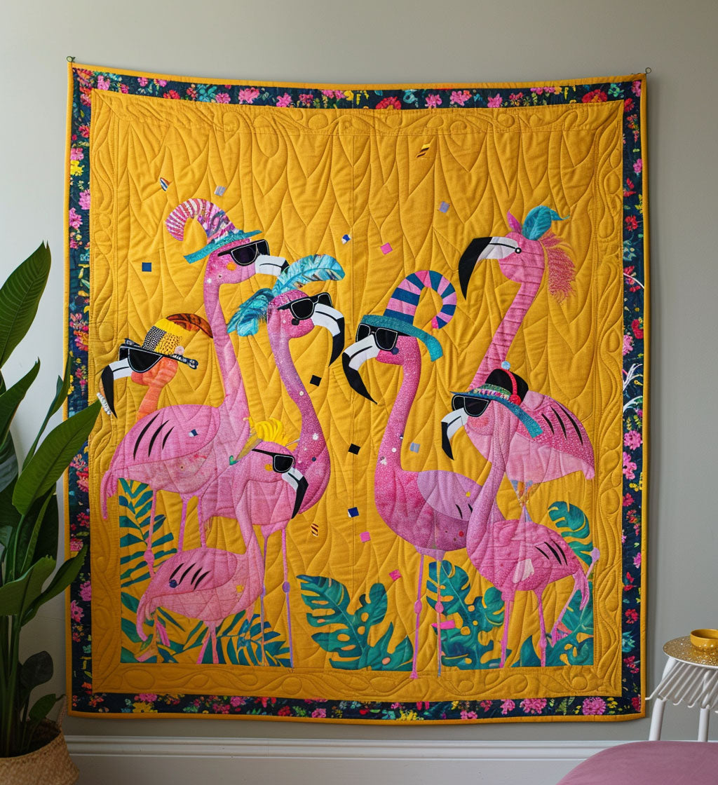 Flamingo Fun Quilted Blanket