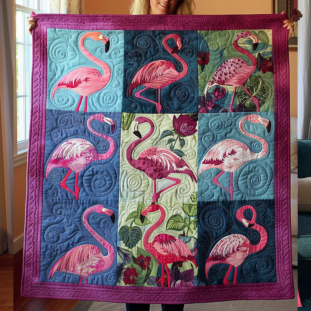 Flamingo Lagoon Quilted Blanket