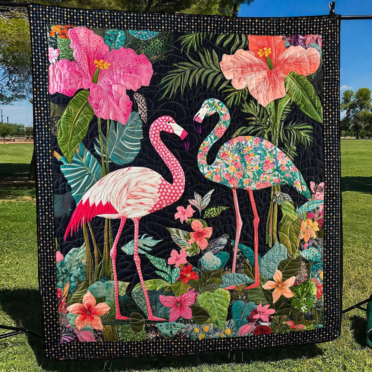 Flamingo Vista Quilted Blanket