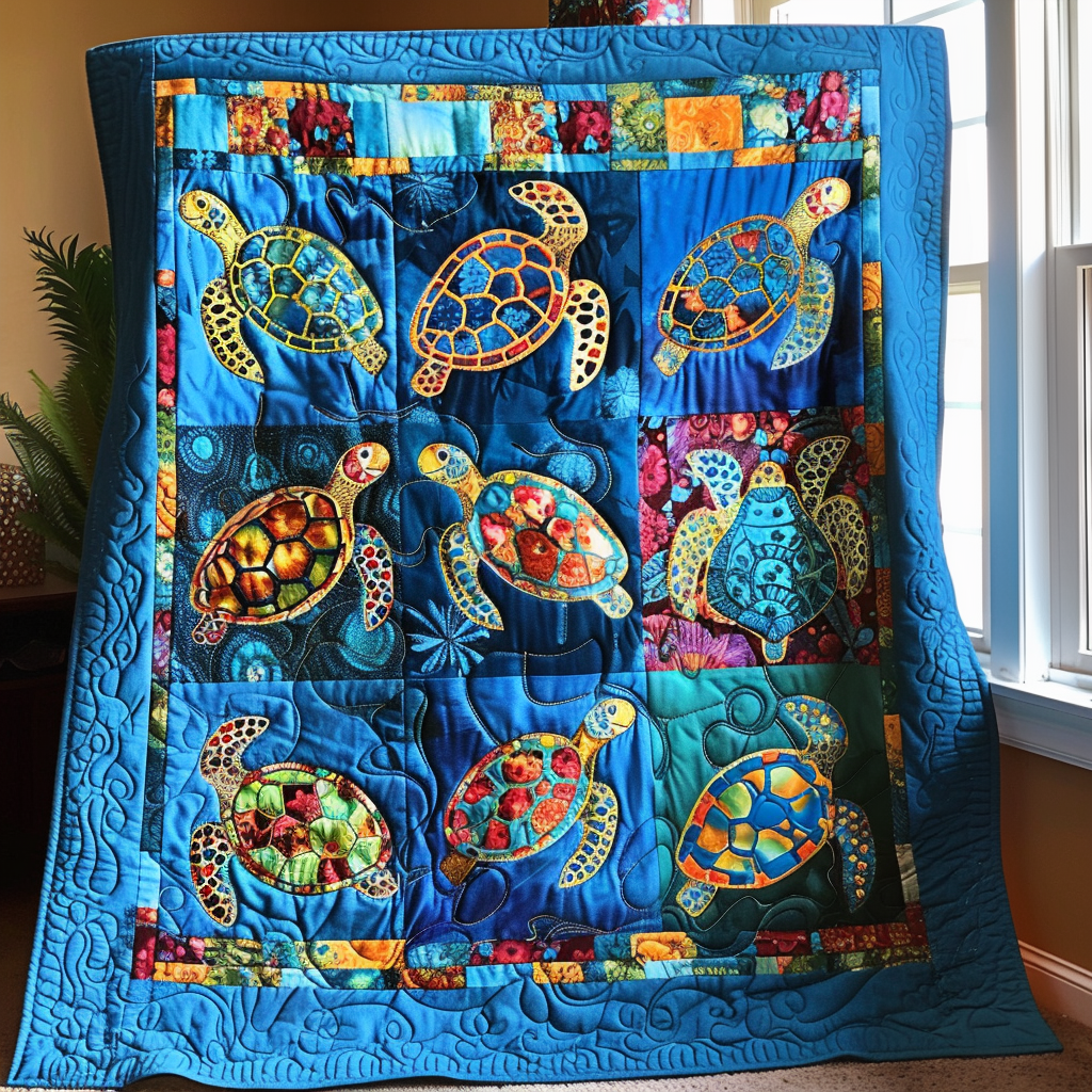 Graceful Turtles Quilted Blanket