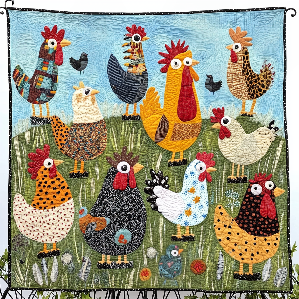 Hen House Harmony Quilted Blanket