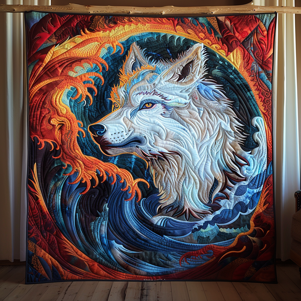Majestic Wolf Quilted Blanket
