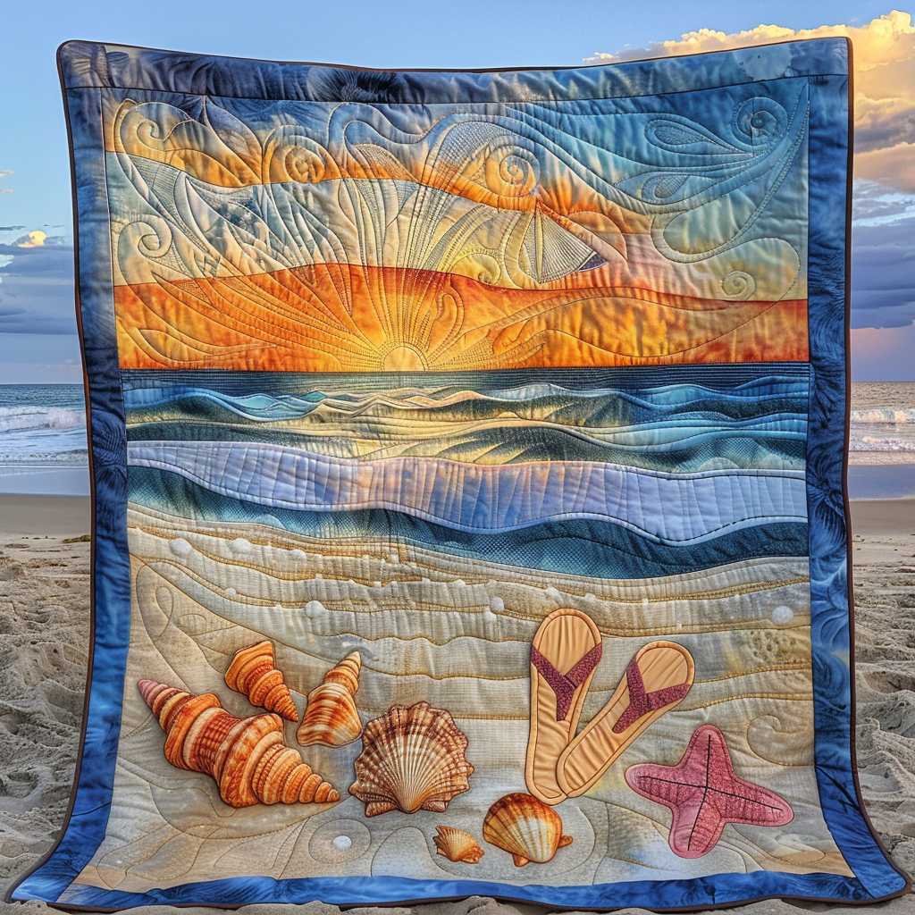 Marine Mosaic Quilted Blanket
