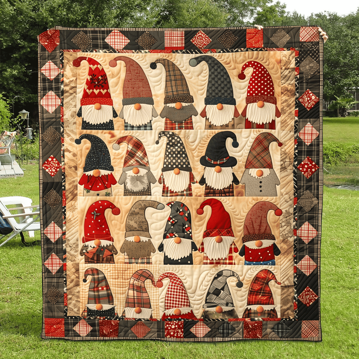 Merry Gnome Quilted Blanket