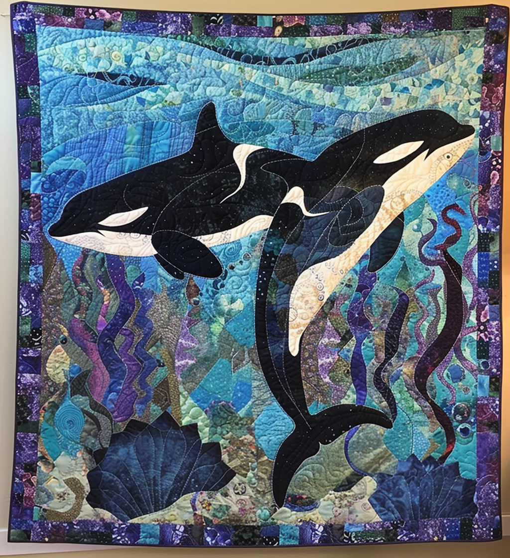 Midnight Orca Ballet Quilted Blanket