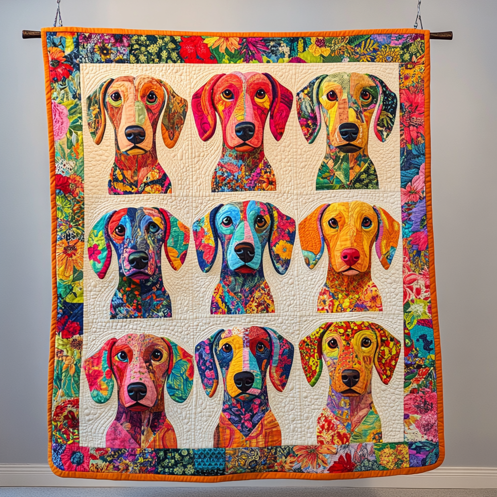 Miniature Mutt Motifs Quilted Blanket