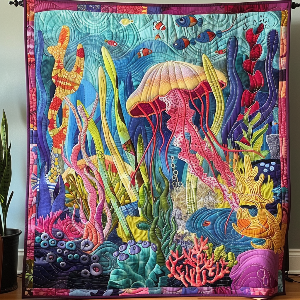 Mystic Reef Quilted Blanket
