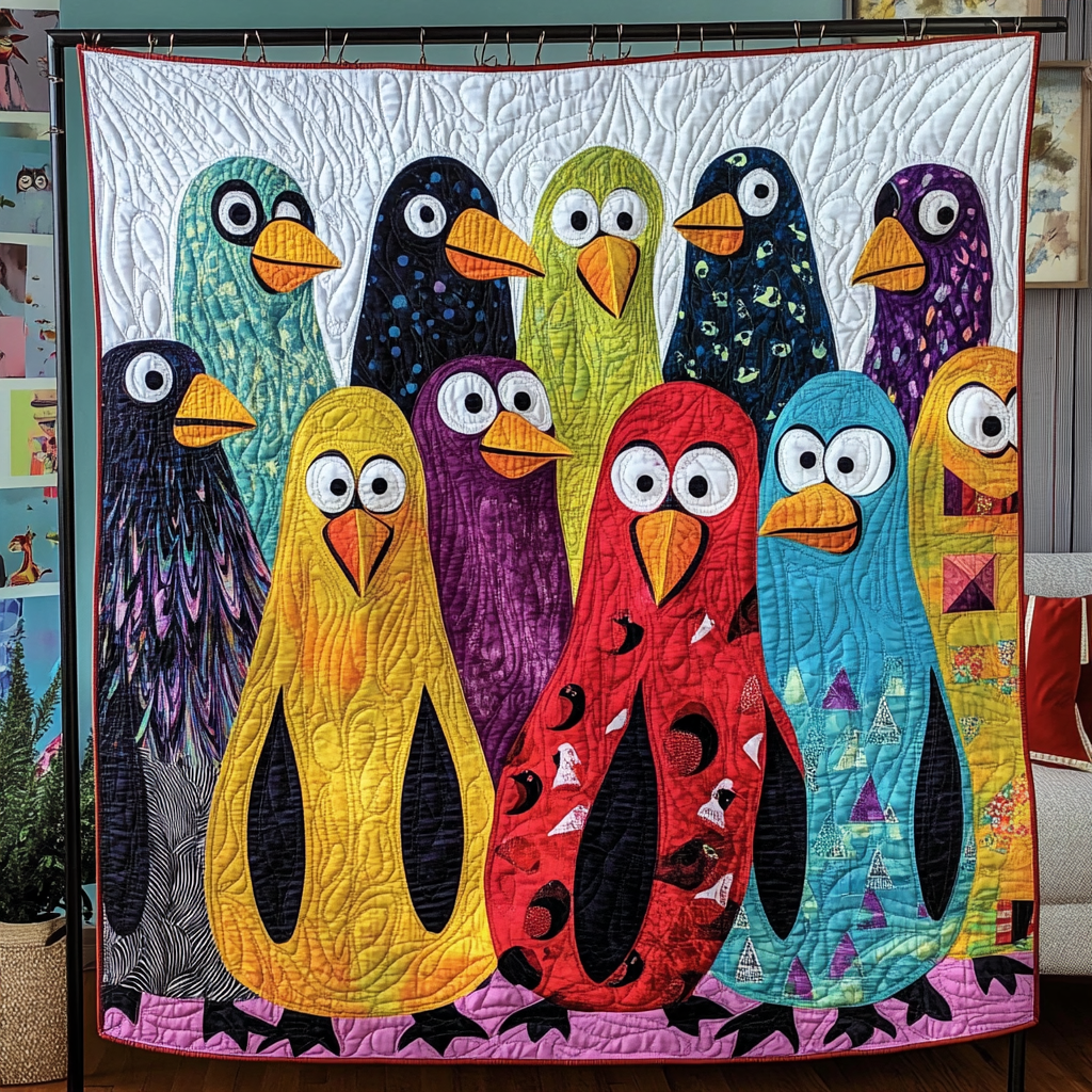 Penguin Gang Quilted Blanket