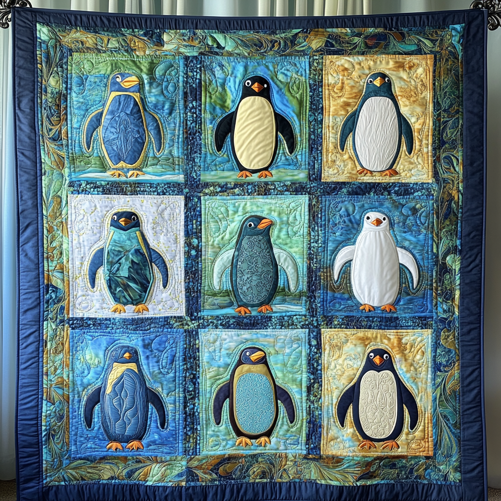 Penguin Tide Quilted Blanket