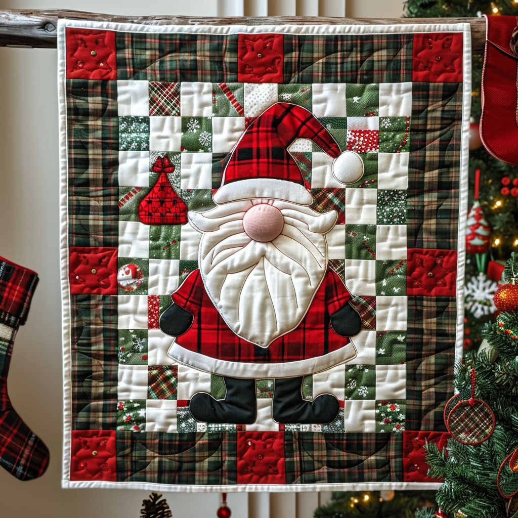 Plaid Santa Quilted Blanket