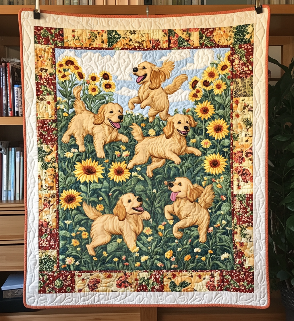 Playful Puppy Quilted Blanket