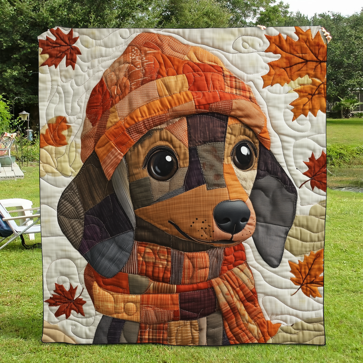 Playful Dachshunds Quilted Blanket