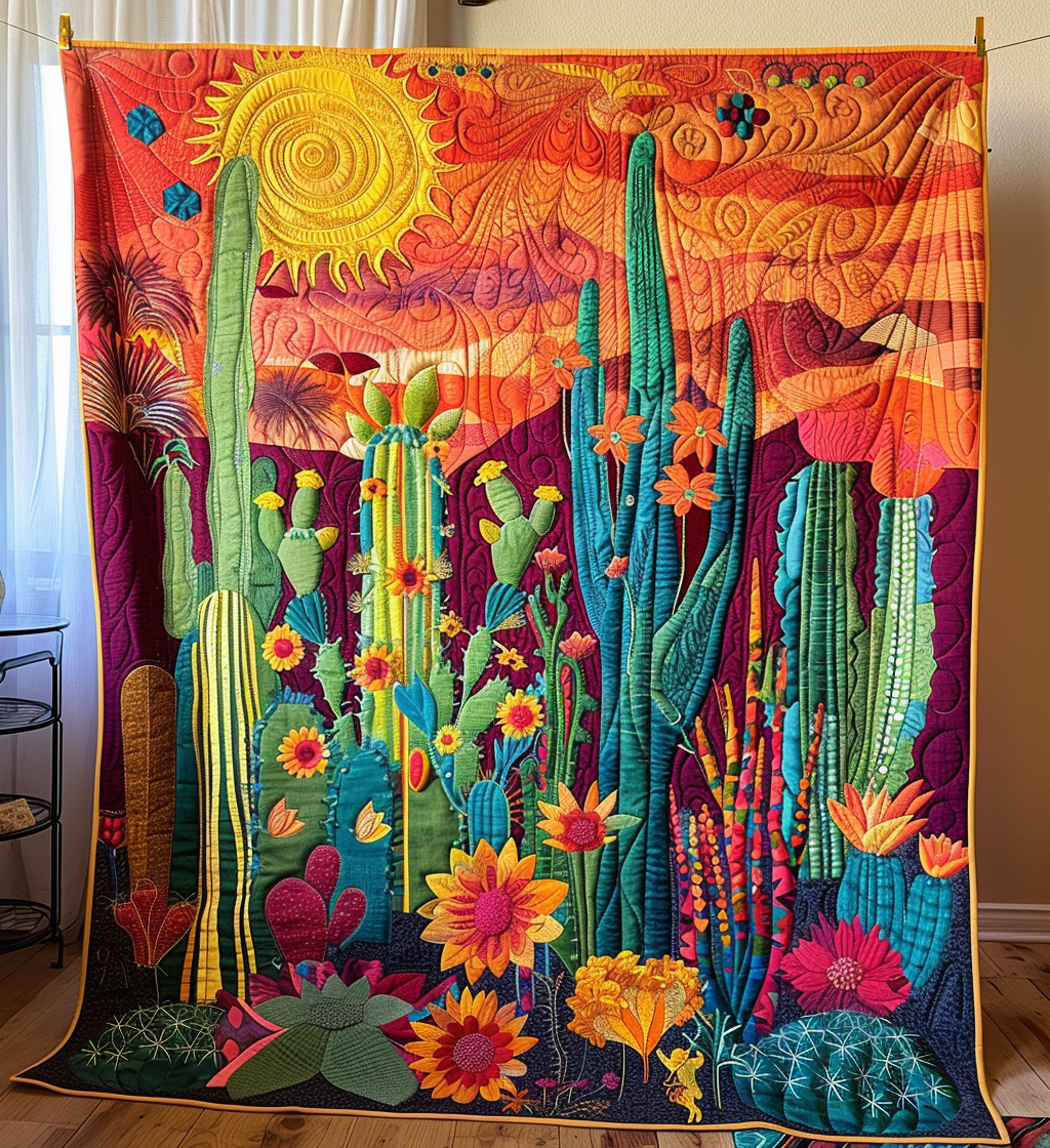 Sanguaro Sunset Quilted Blanket
