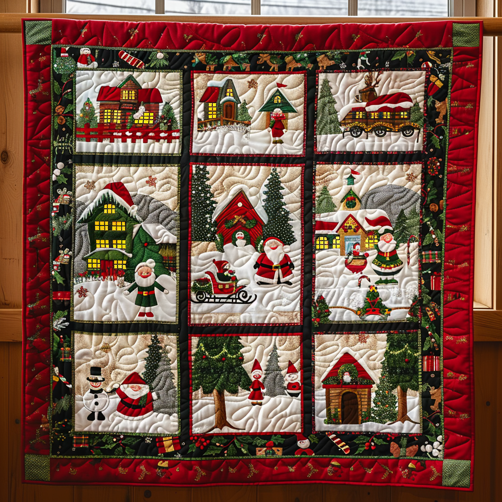Santa's Jolly Journey Quilted Blanket