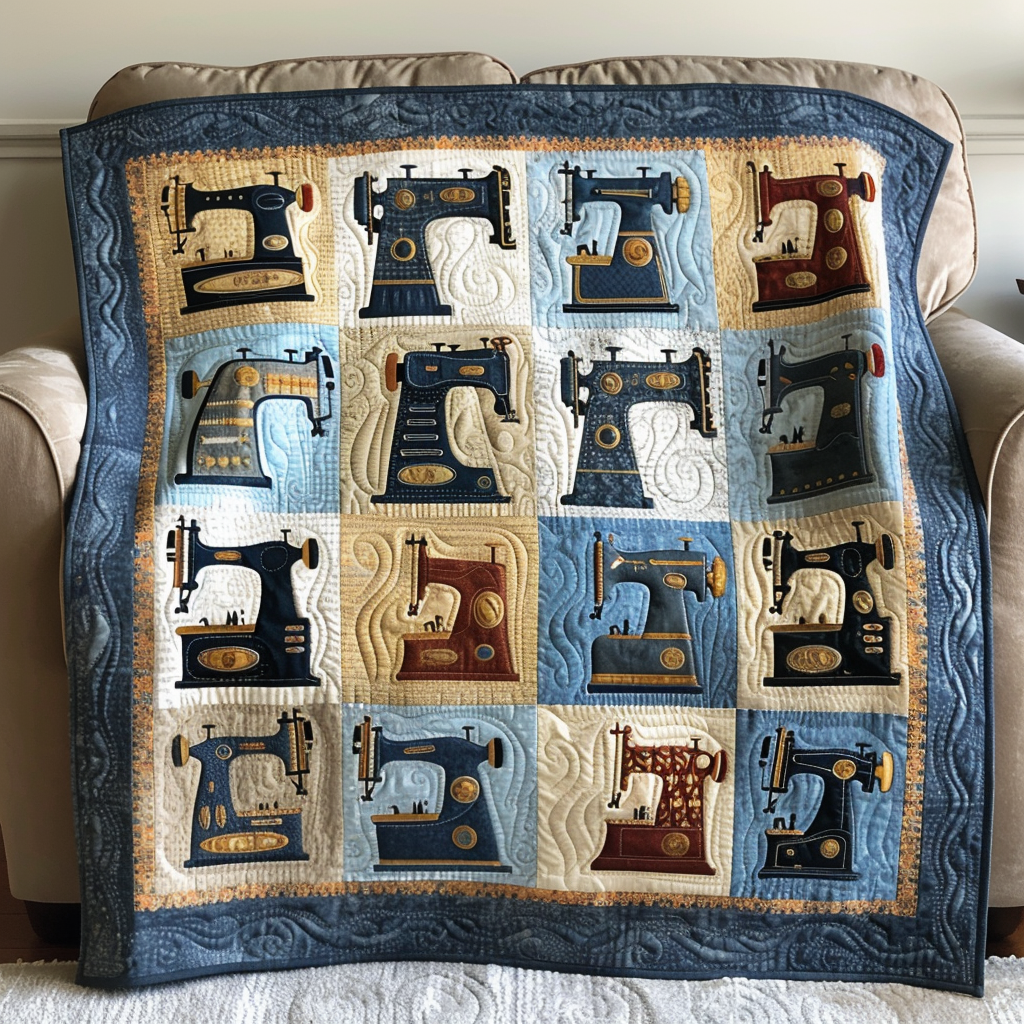 Timeless Sewing Machine Quilted Blanket