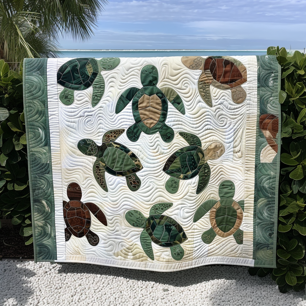 Turtle Mosaic Quilted Blanket