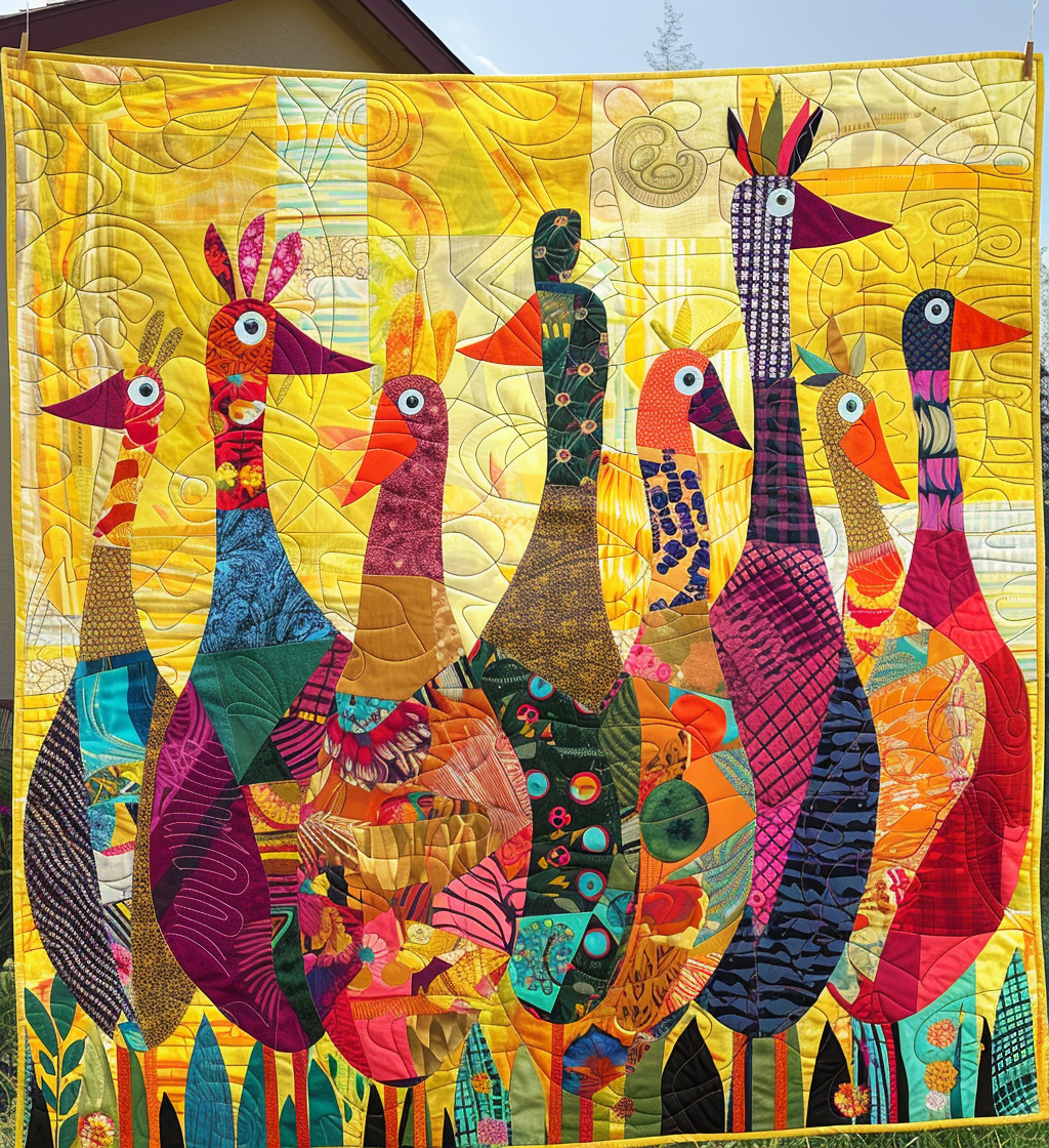 Whimsical Duck Quilted Blanket
