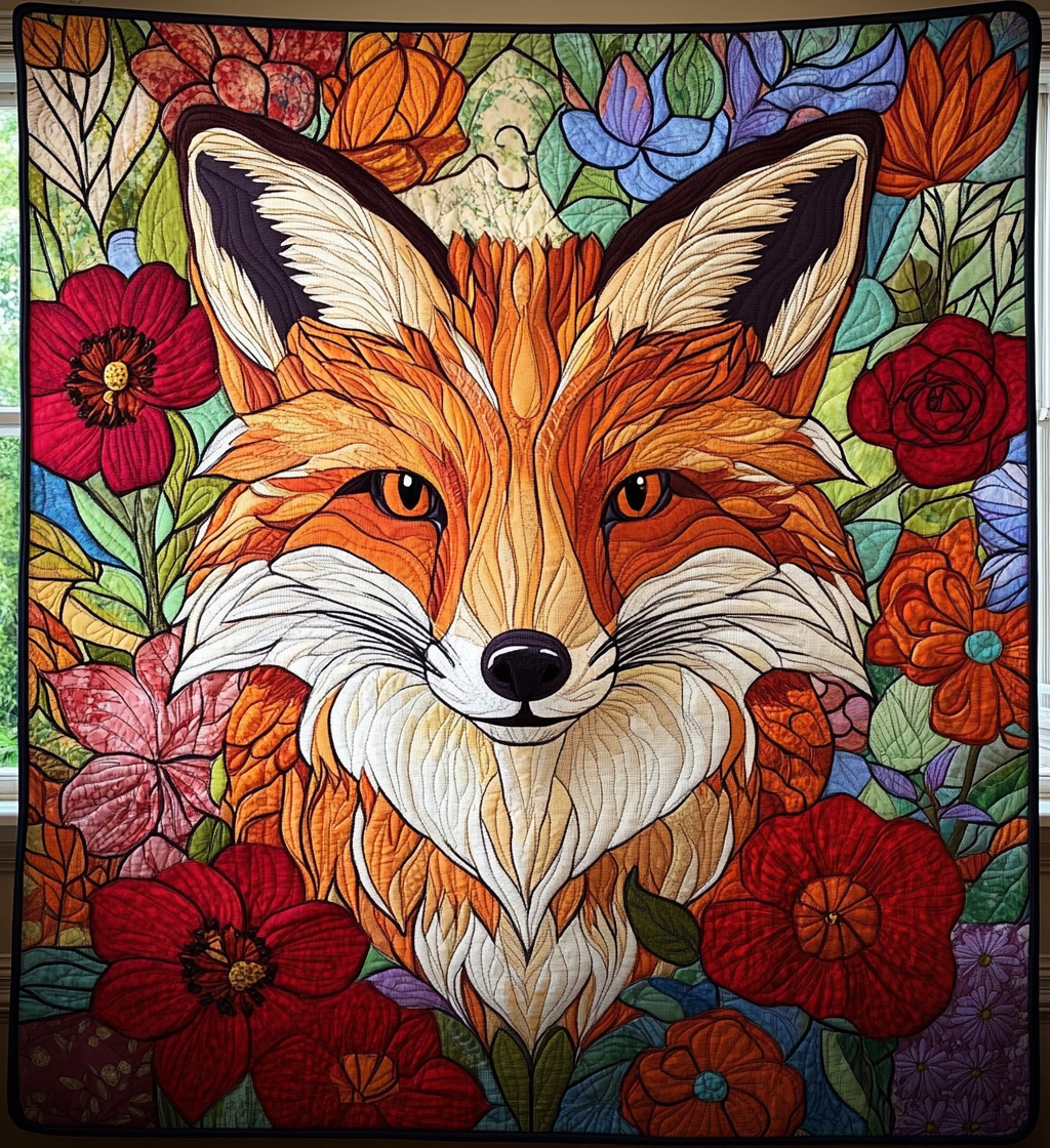 Whimsical Fox Quilted Blanket