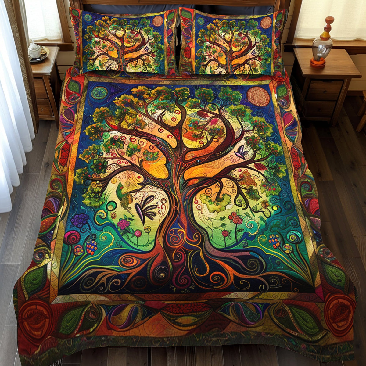 Artisan Celtic Tree of Life 3-Piece Quilted Bedding Set