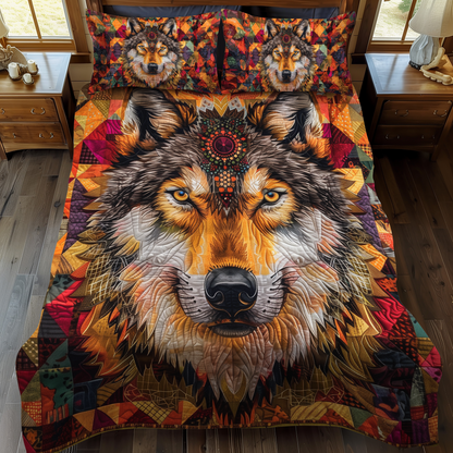 Wolf Native 3-Piece Quilted Bedding Set