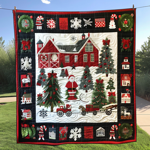 Christmas Barn Quilted Blanket