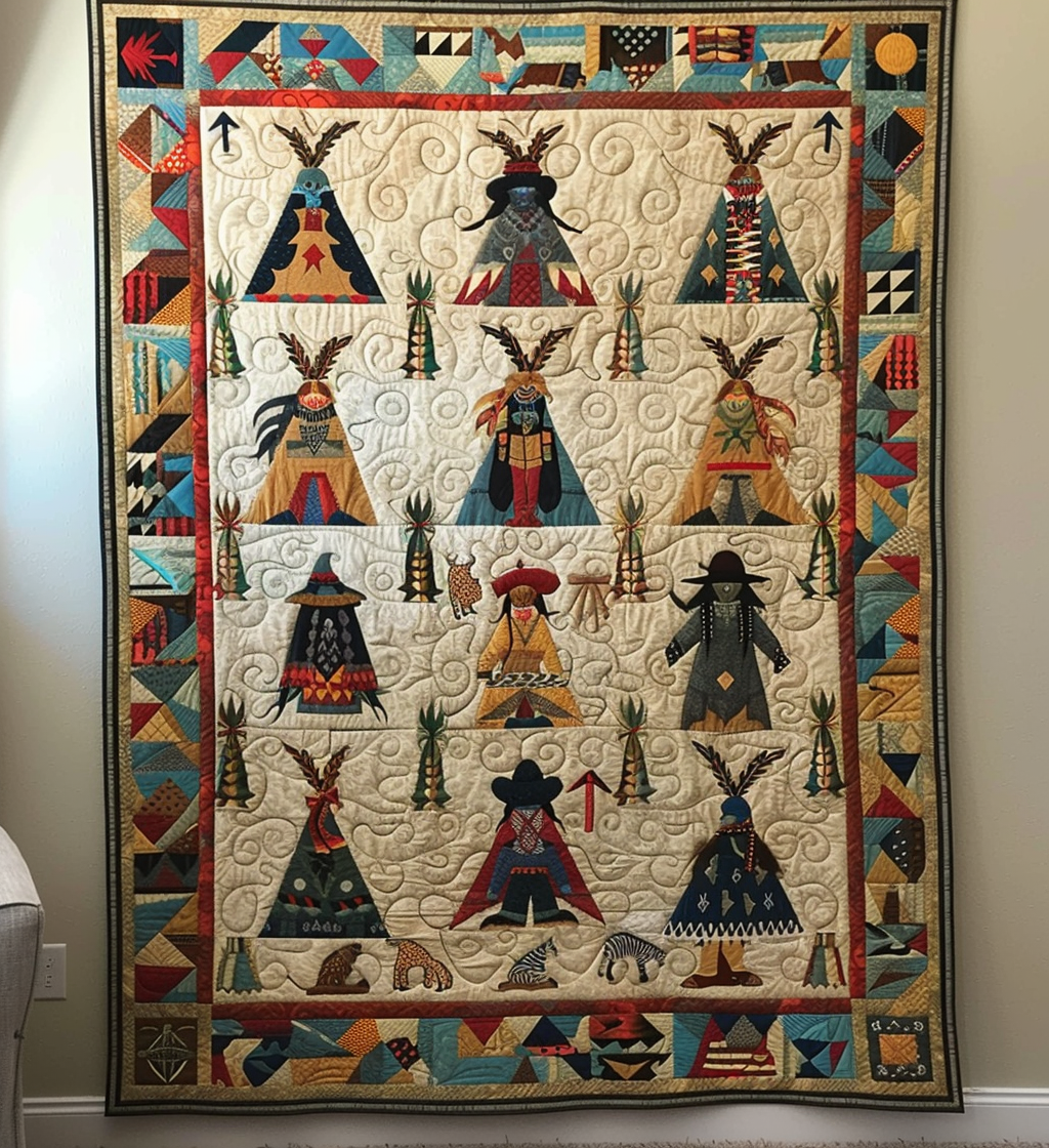 Tribal Tapestry Quilted Blanket