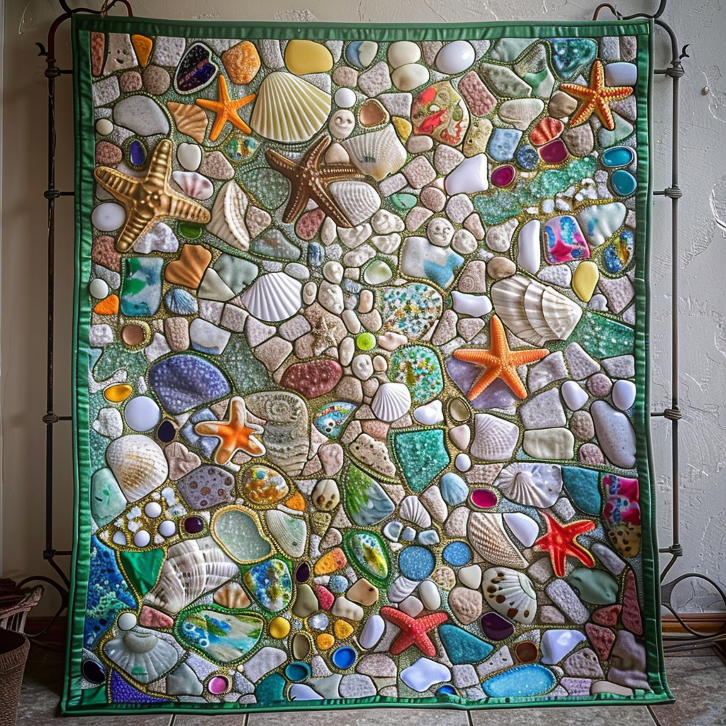 Aqua Aura Quilted Blanket