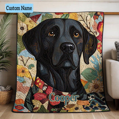 Floral Labrador Personalized Quilted