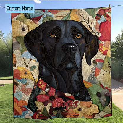 Floral Labrador Personalized Quilted