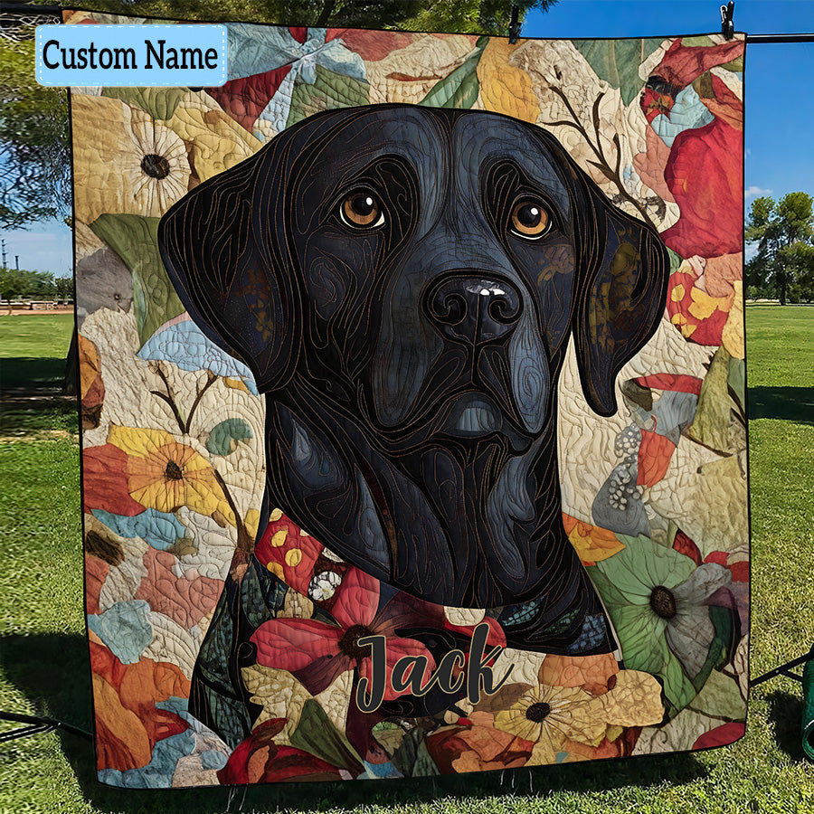 Floral Labrador Personalized Quilted