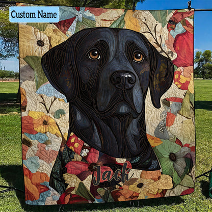 Floral Labrador Personalized Quilted