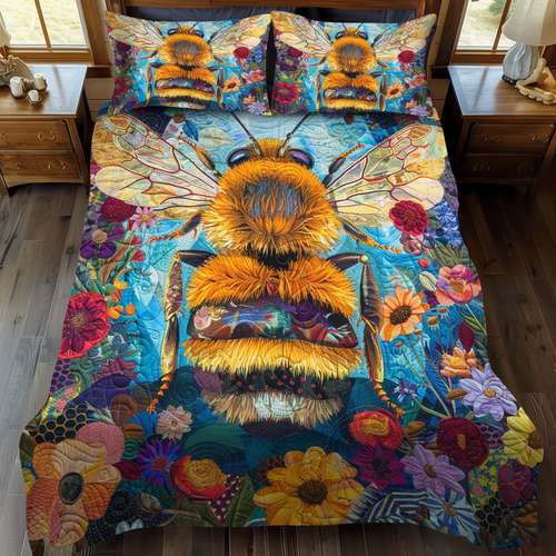 Bee Paradise 3-Piece Quilted Bedding Set