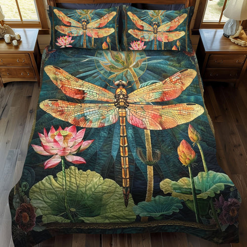 Emerald Flutter 3-Piece Quilted Bedding Set
