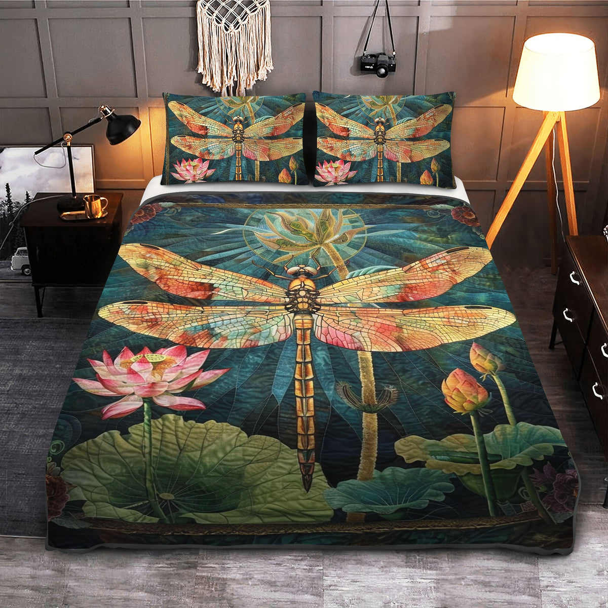 Emerald Flutter 3-Piece Quilted Bedding Set