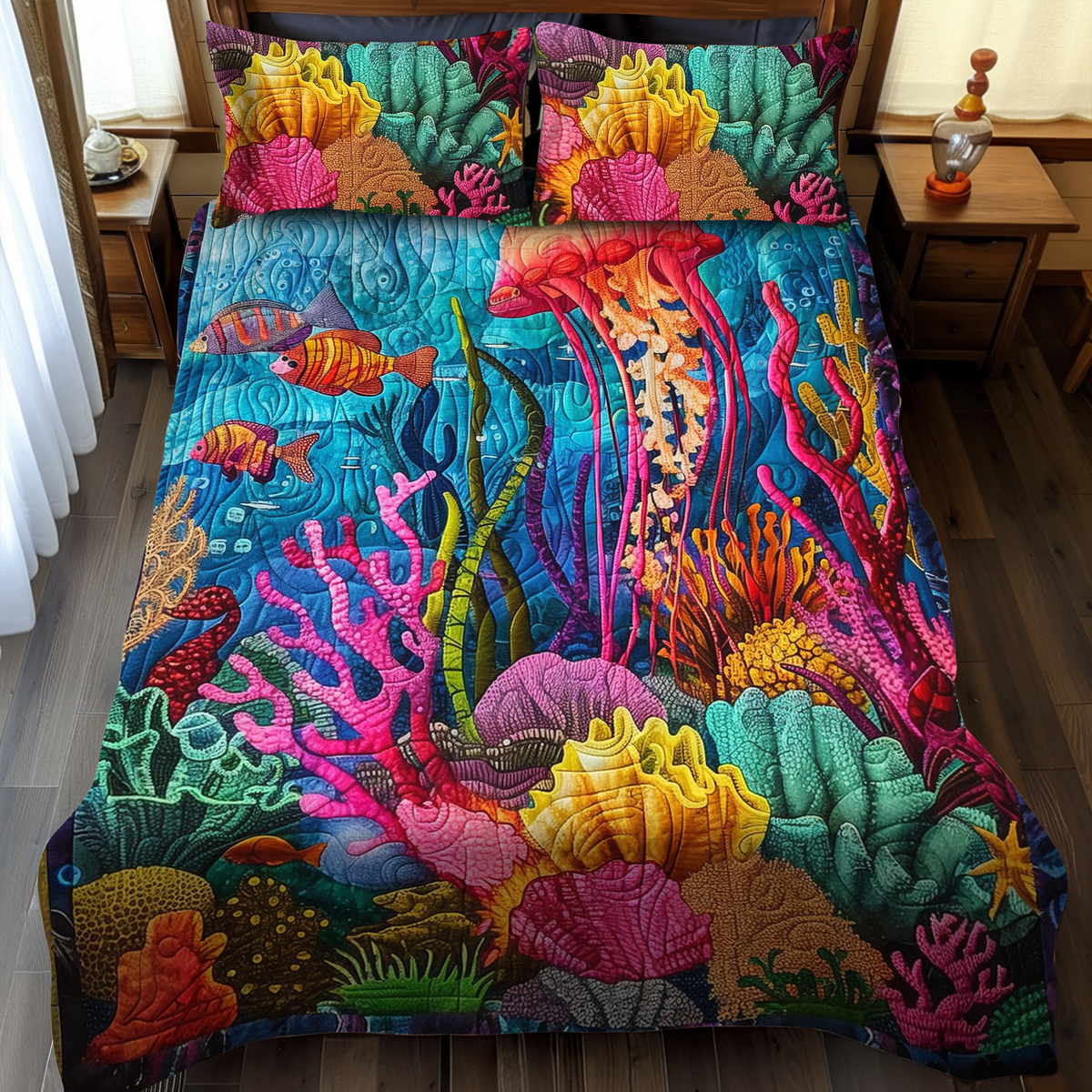 Ocean's Embrace 3-Piece Quilted Bedding Set
