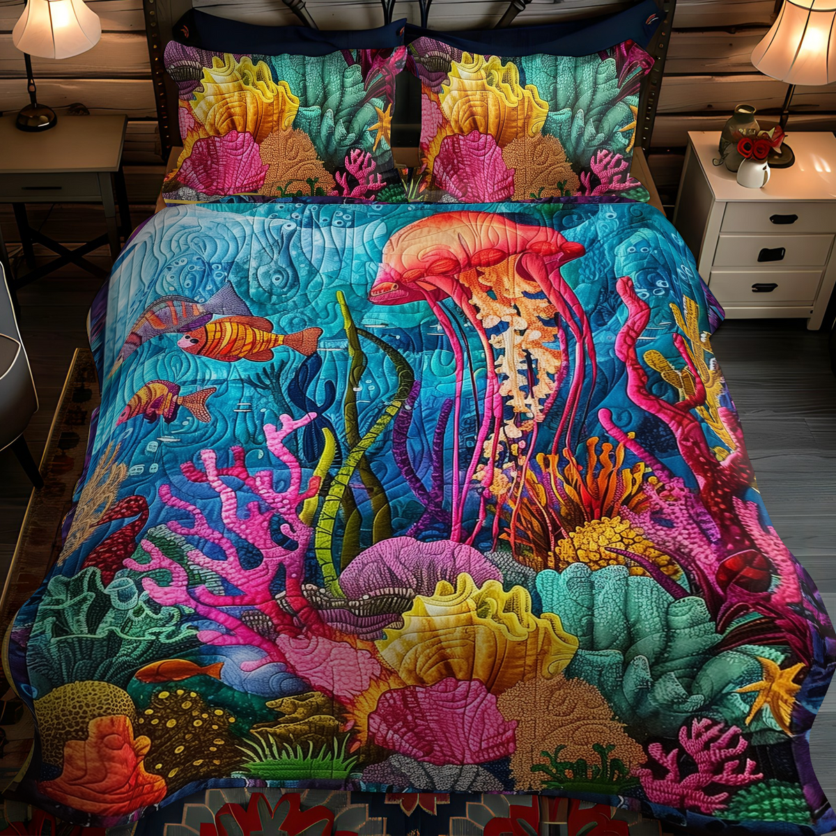 Ocean's Embrace 3-Piece Quilted Bedding Set