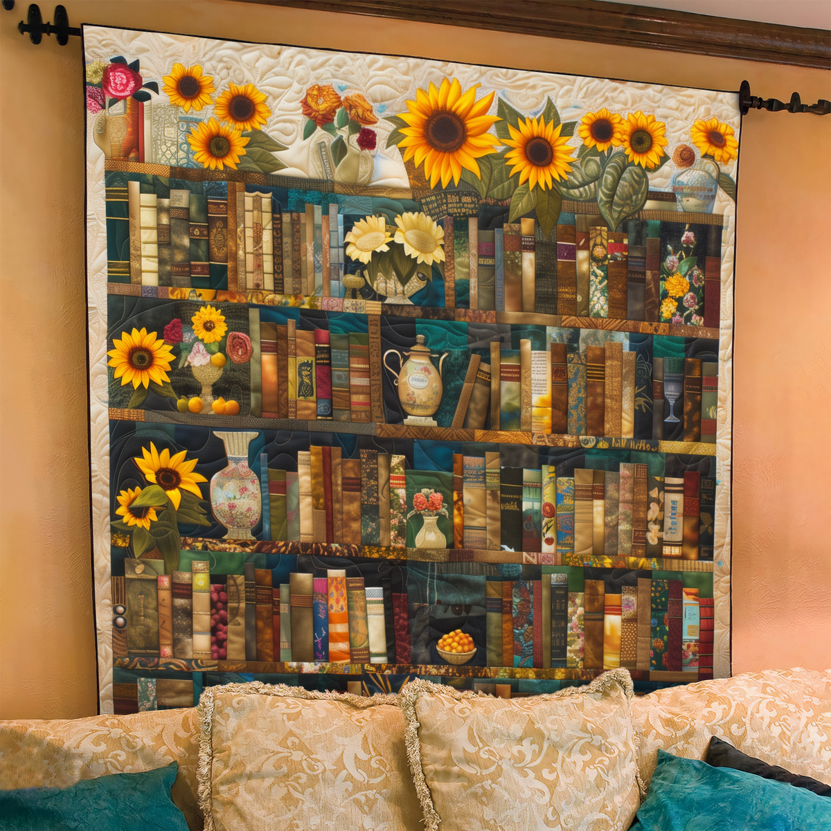 Manuscript Maze Quilted Blanket