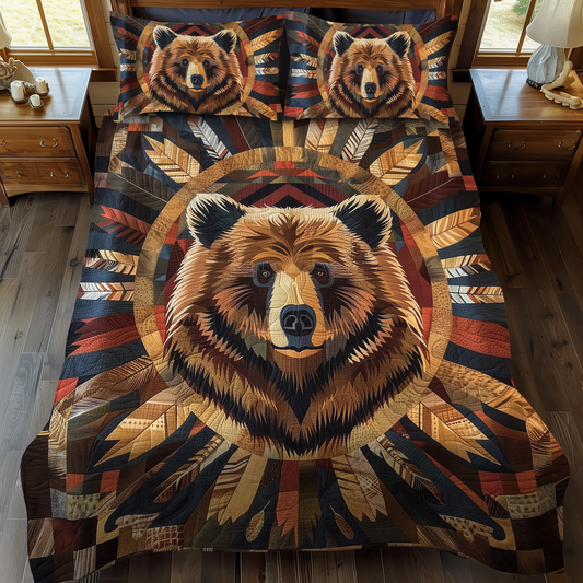Mystic Bear 3-Piece Quilted Bedding Set