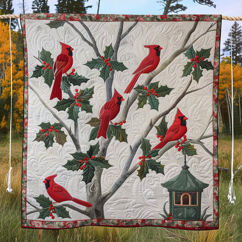 Cardinal Whisper Quilted Blanket